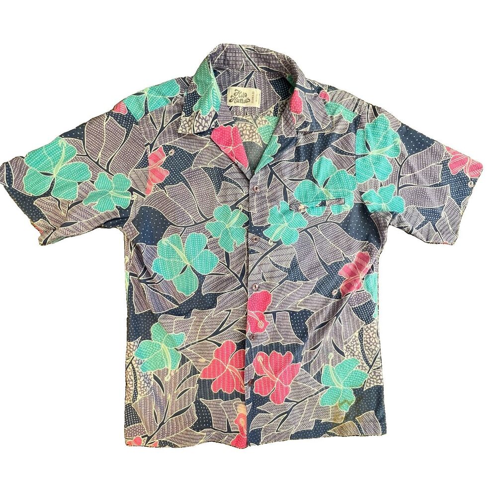 Hilo Hotties Hawaiian Shirt Sz M Vintage Floral Late 80s-early 90s Hibiscus